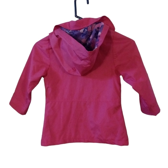 Butterfly Girl's Raincoat London Fog Pink w. Purple Butterfly Lining Hooded Sz 4 - Picture 10 of 15